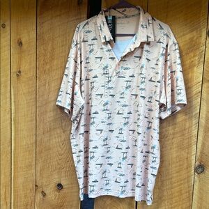 Walter Hagen Beige Polo with Nautical Print